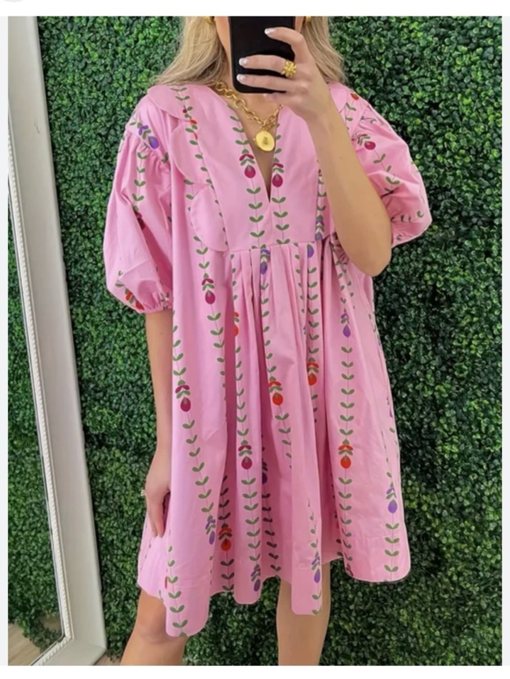 SHEIN Pink Floral Panel Mini Dress